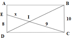 Cho biết ABCD là hình chữ nhật. Tìm x. A. 7,2  B. 3,6  C. 14,4  D. 1,8 (ảnh 1)