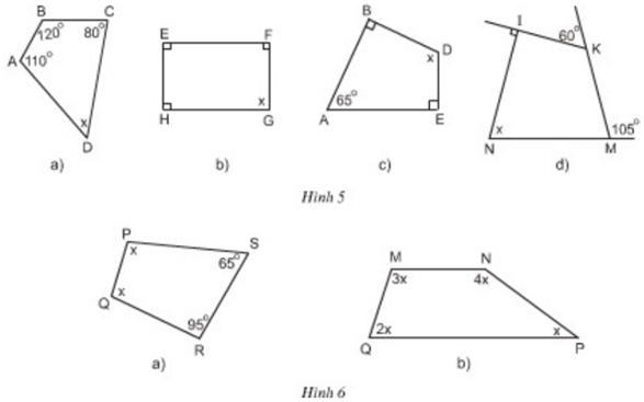 Tìm x ở hình 5, hình 6: (ảnh 1)