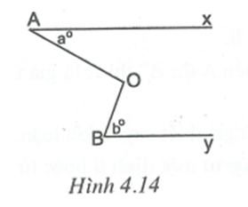 Hình 4.14 có  (a,b < 90) và . Chứng tỏ rằng Ax // By. (ảnh 1)