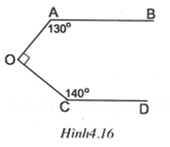 Hình 4.16 có   và OA   Chứng tỏ rằng AB // CD. (ảnh 1)