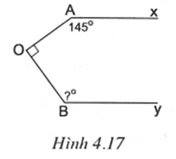 Hình 4.17 có Ax // By; OA  và . Tính số đo góc B. (ảnh 1)