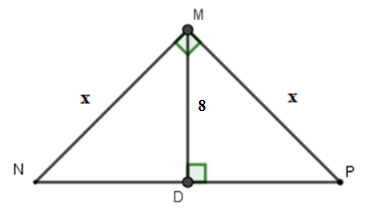 Tính x trong hình vẽ sau A. x= 6 căn 2B.  x= 8 căn 2 C.  x= 8 căn 3  D. x= 8/ căn 2 (ảnh 1)