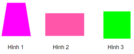 Chọn đáp án đúng Trong hình trên hình nào là hình thang?  A. Hình 1   B. Hình 2  C. Hình 3  (ảnh 1)