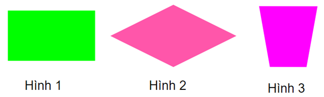 Trong hình trên hình nào là hình thang?  A.  Hình 1   B. Hình 2  C. Hình 3  (ảnh 1)