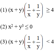 Cho x > 0; y > 0. Tìm khẳng định đúng trong các khẳng định sau?  A. (x+y)(1/x+1/y (ảnh 1)