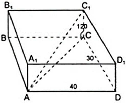 Các kích thức của hình hộp chữ nhật như trên hình vẽ. Tính độ dài của đoạn AC1 ? (ảnh 1)