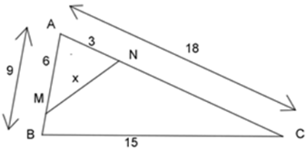 Cho hình vẽ dưới đây, tính giá trị của x? A. x = 6  B. x = 5  C. x = 8  D. x = 9 (ảnh 1)