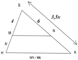 Tìm giá trị của x trên hình vẽ.  A. x = 3  B. x=2,5  C. x=1  D. x= 3,5 (ảnh 1)