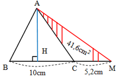 Cho tam giác ABC có BC = 10cm. Khi mở rộng thêm đáy đoạn CM (ảnh 1)